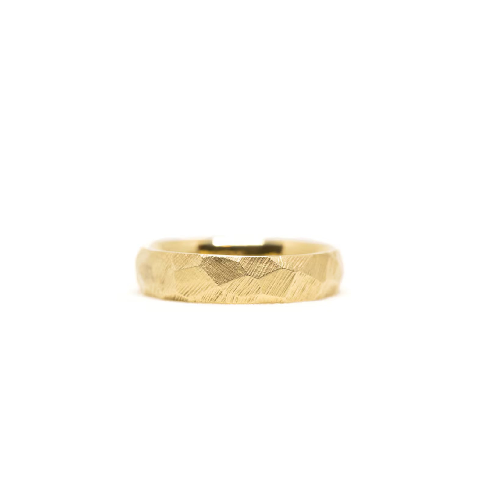 Alliance rustique en or pour homme – Texture à facettes en or massif 10 carats, 14 carats ou 18 carats, en or jaune, rose et blanc
