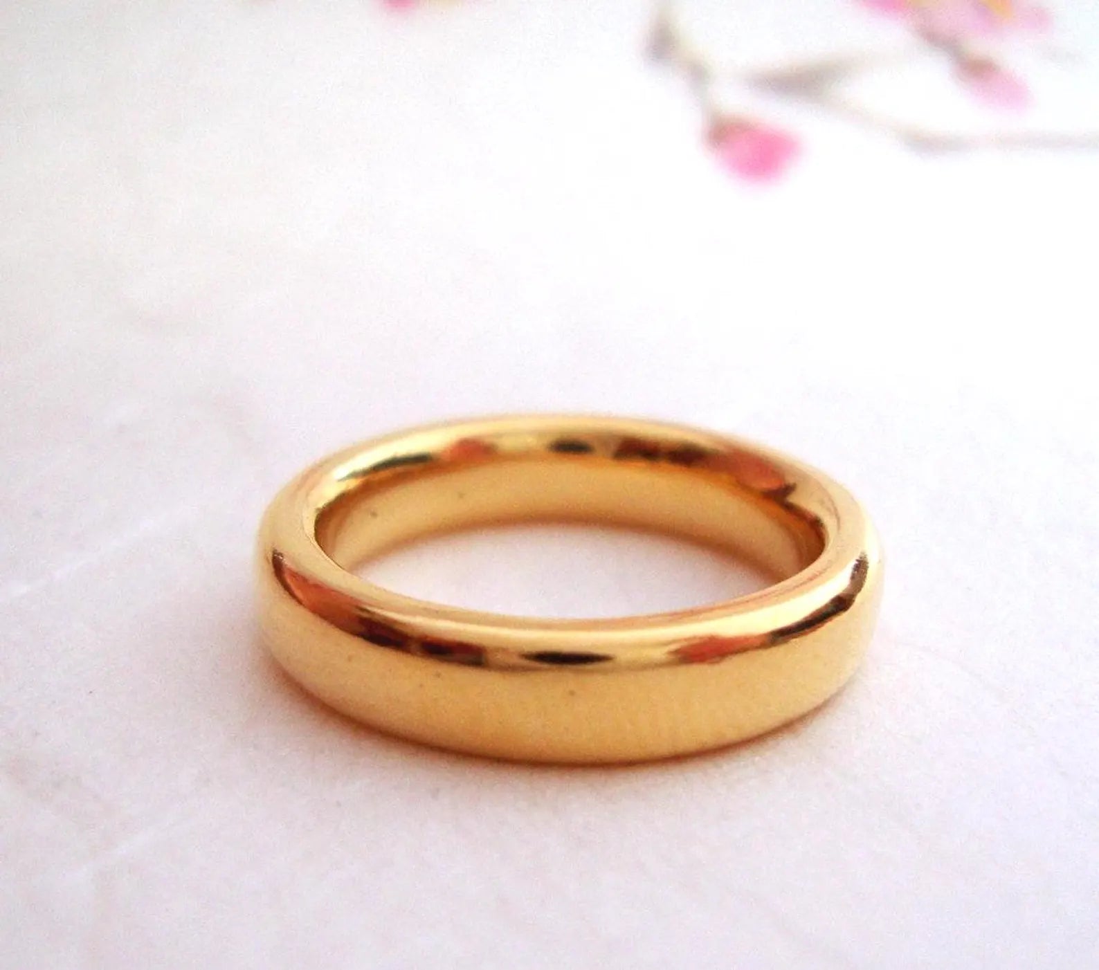 Classic Court Profile Wedding Ring – Solid 18k or 22k in Yellow, Rose or White Gold with Custom Interior Engraving