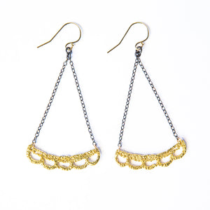Scallop cast Lace Earrings black silver and gold