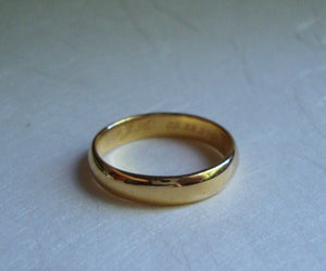 22k solid Gold classic wedding band with custom engraving inside