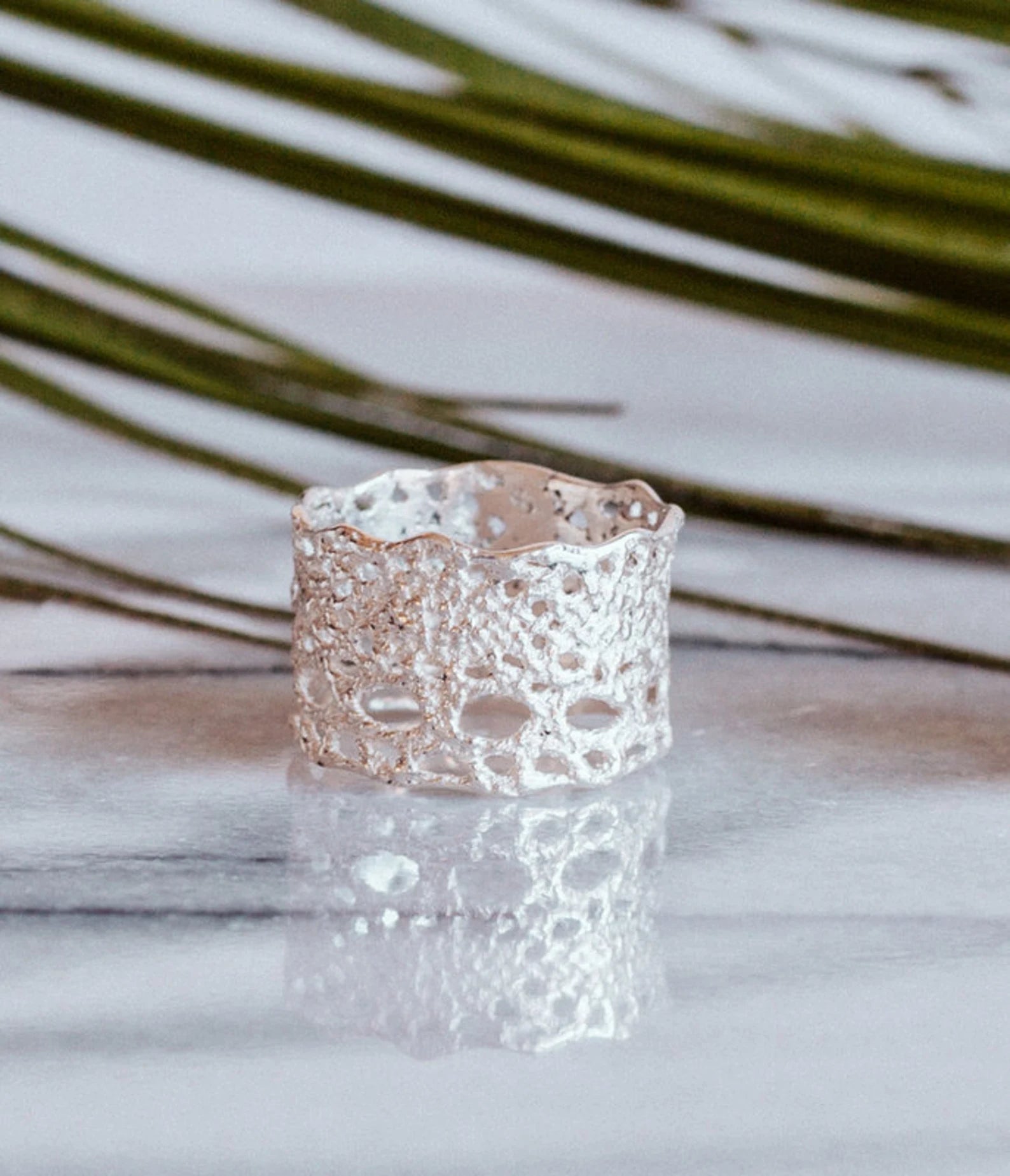 Bague en dentelle style mariage bohème – Design inspiré de Lilibet en argent sterling