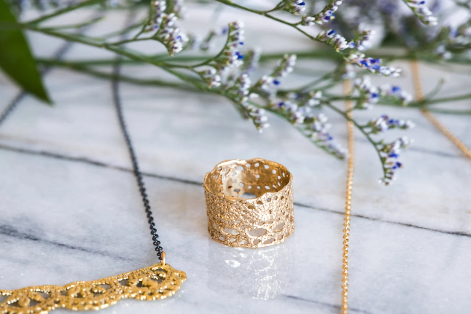 Bague en dentelle style mariage bohème – Design inspiré de Lilibet – Or massif 10 carats, 14 carats ou 18 carats, jaune, rose ou blanc
