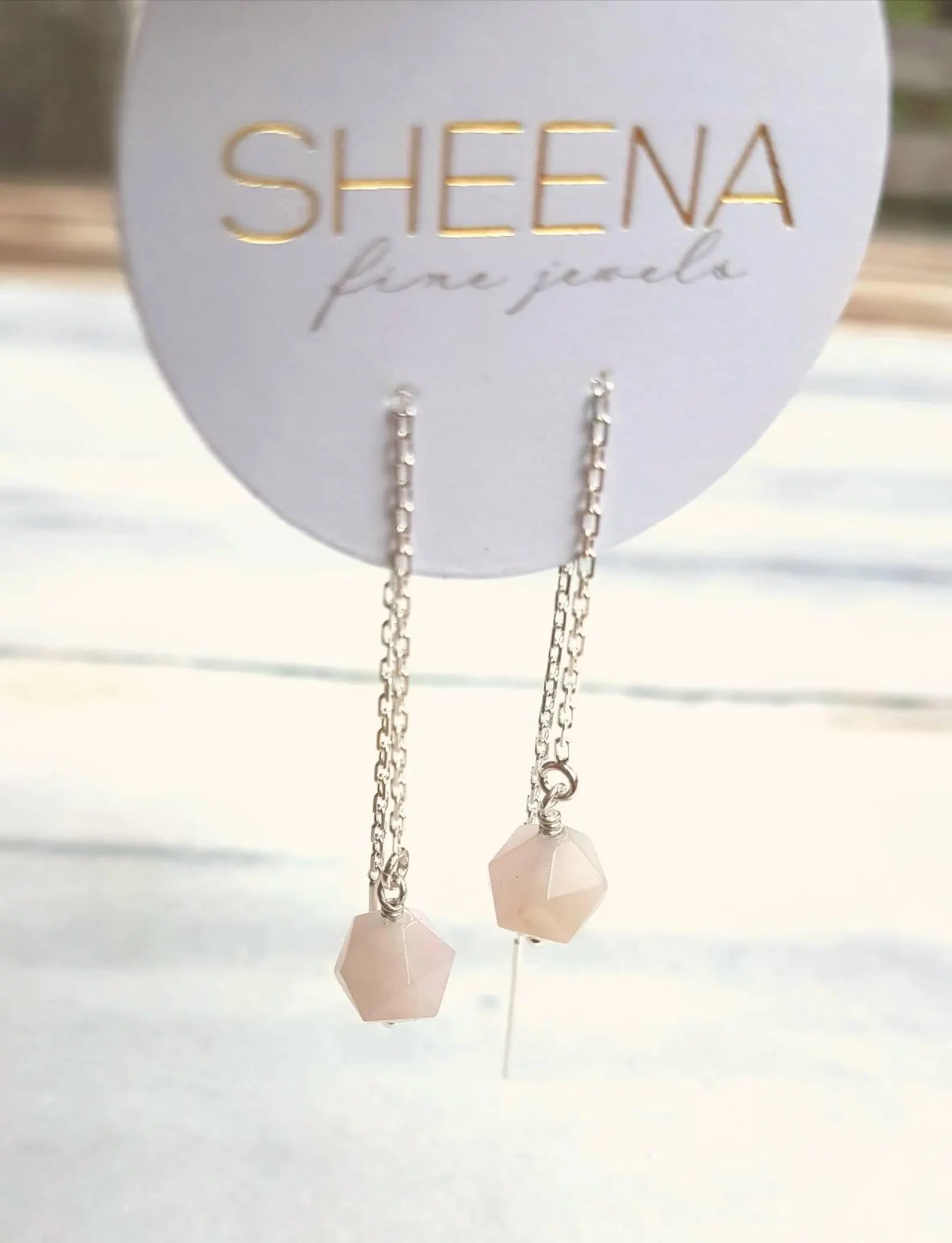 Boucles d'oreilles en argent sterling avec morganite – Design délicat et minimaliste