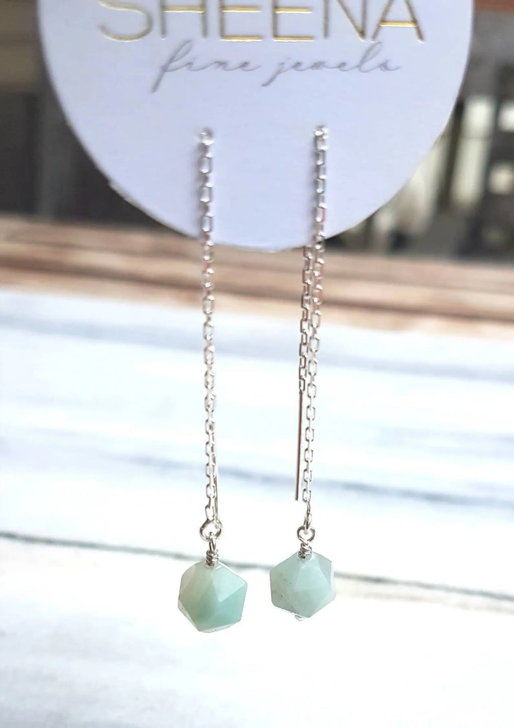 Morganite Threader Earrings in Sterling Silver – Delicate and Minimalist Design
