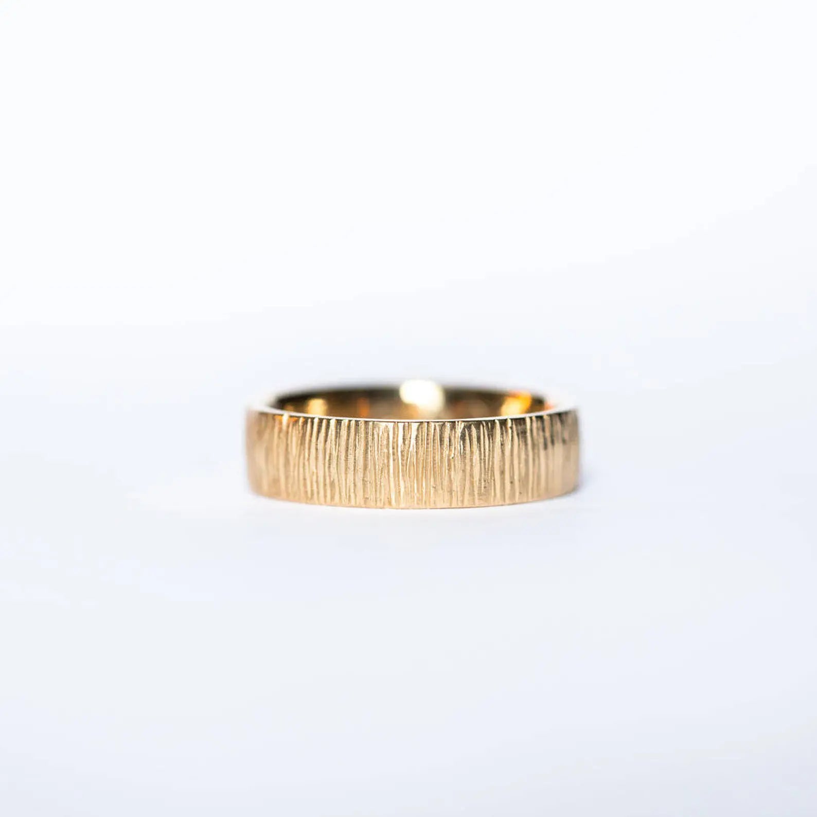 Alliance en or pour homme en bambou – Texture organique en or massif 10 carats, 14 carats ou 18 carats, jaune, rose et blanc 