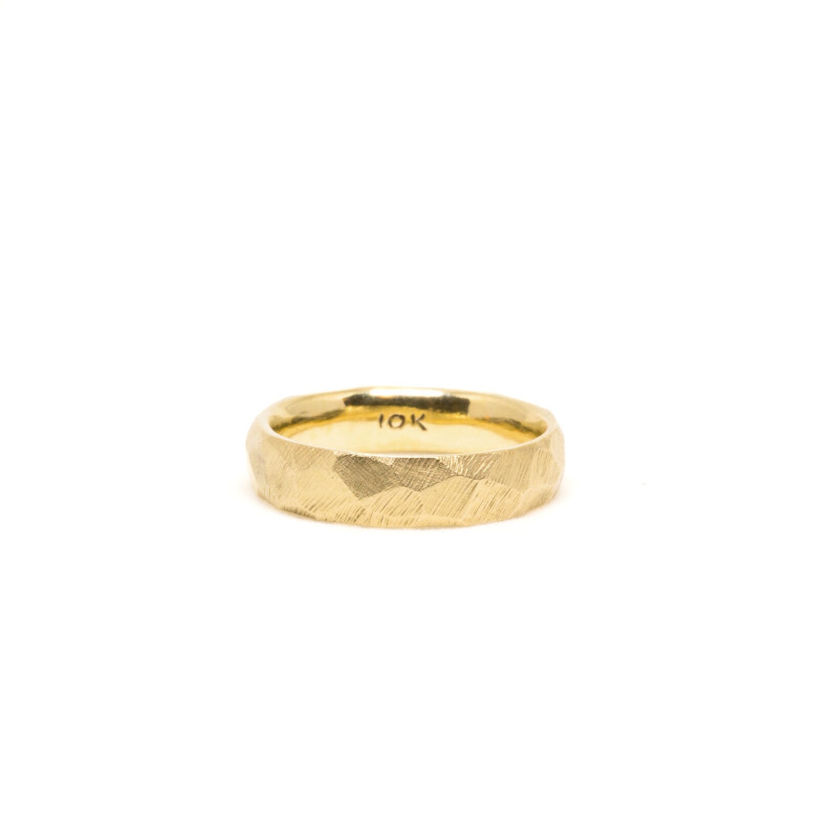 Alliance rustique en or pour homme – Texture à facettes en or massif 10 carats, 14 carats ou 18 carats, en or jaune, rose et blanc