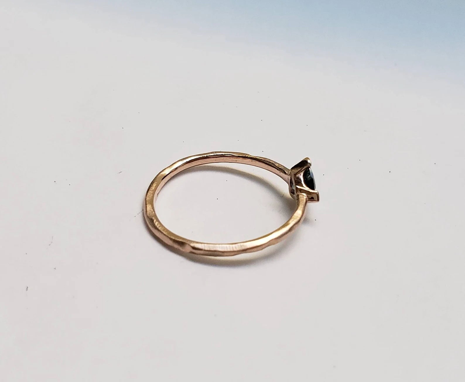 Montana Sapphire Trillion Engagement Ring – Solid 10k, 14k or 18k in Yellow, Rose or White Gold