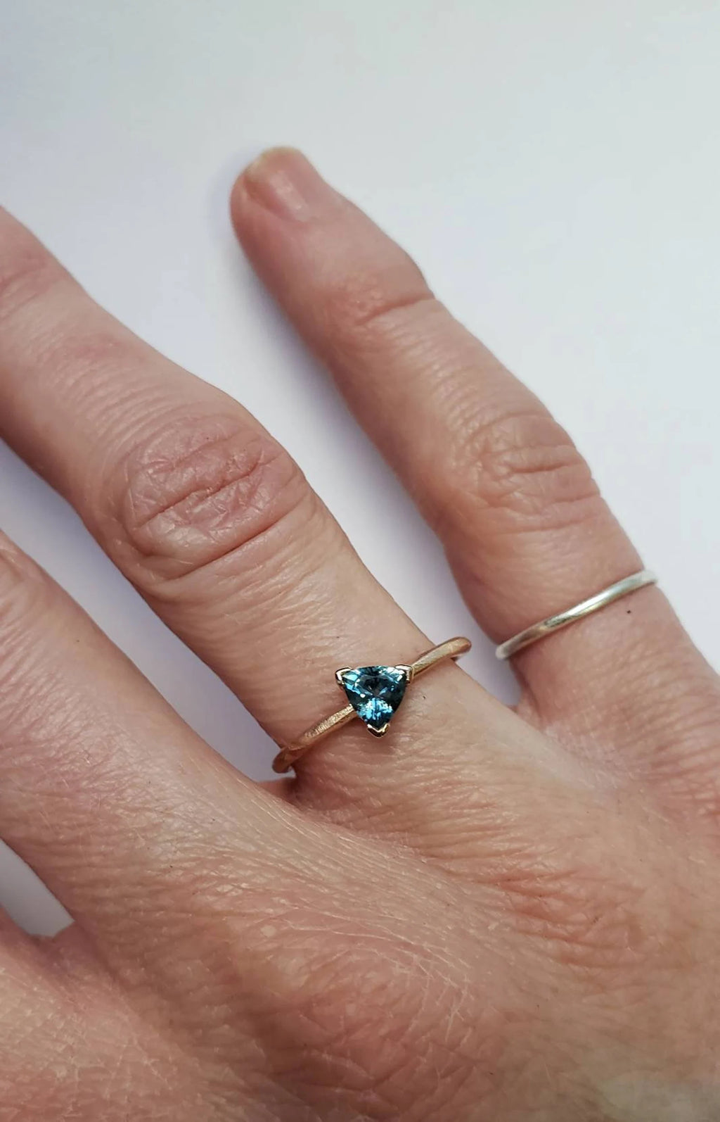 Montana Sapphire Trillion Engagement Ring – Solid 10k, 14k or 18k in Yellow, Rose or White Gold