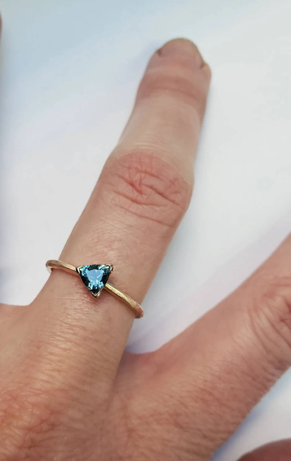Montana Sapphire Trillion Engagement Ring – Solid 10k, 14k or 18k in Yellow, Rose or White Gold