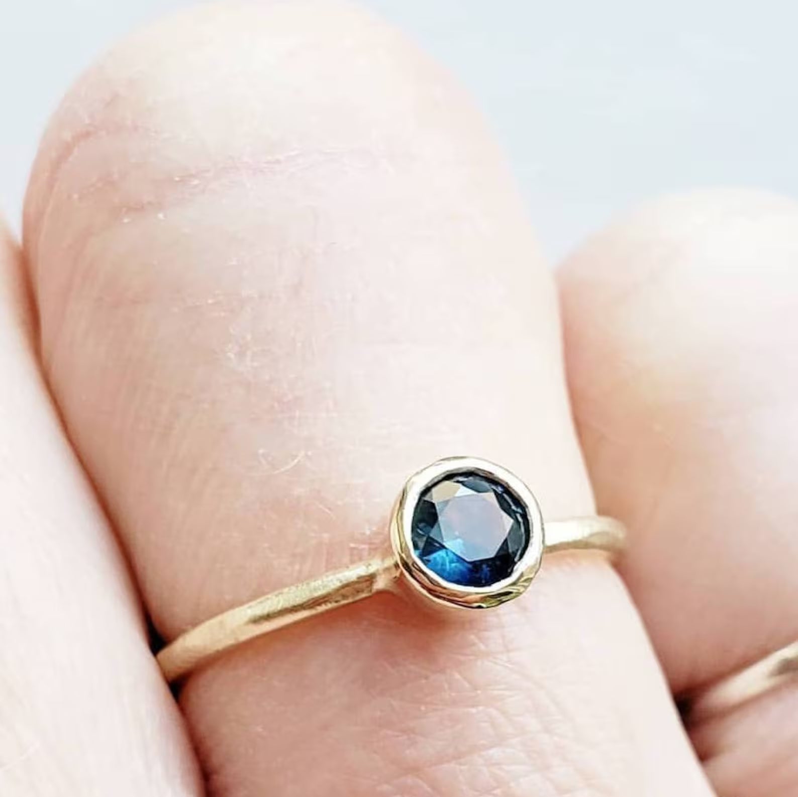 Women's Bezel Set Montana Sapphire Engagement Ring – Solid 10k, 14k or 18k in Yellow, Rose or White Gold