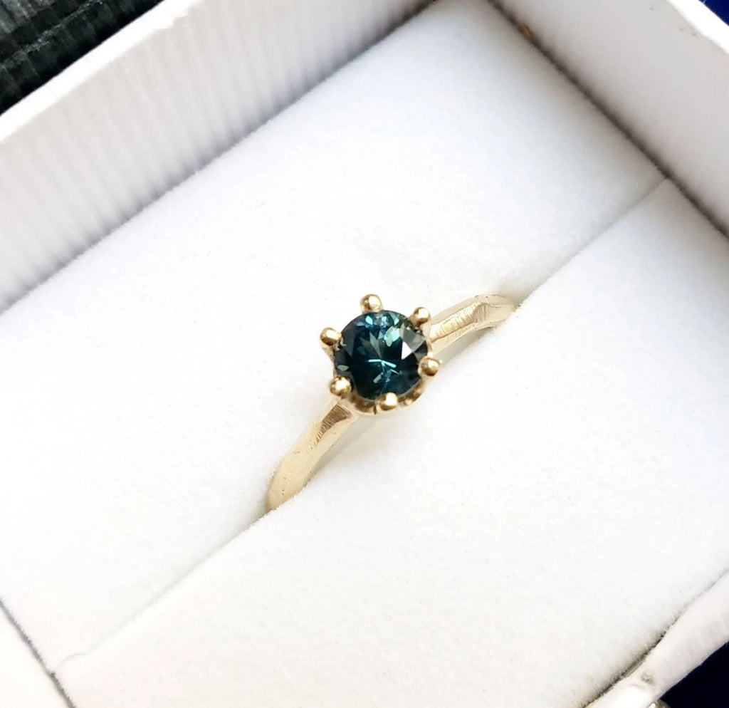 Women's Six-Prong Montana Sapphire Engagement Ring - Solid 10k, 14k or 18k in Yellow, Rose or White Gold