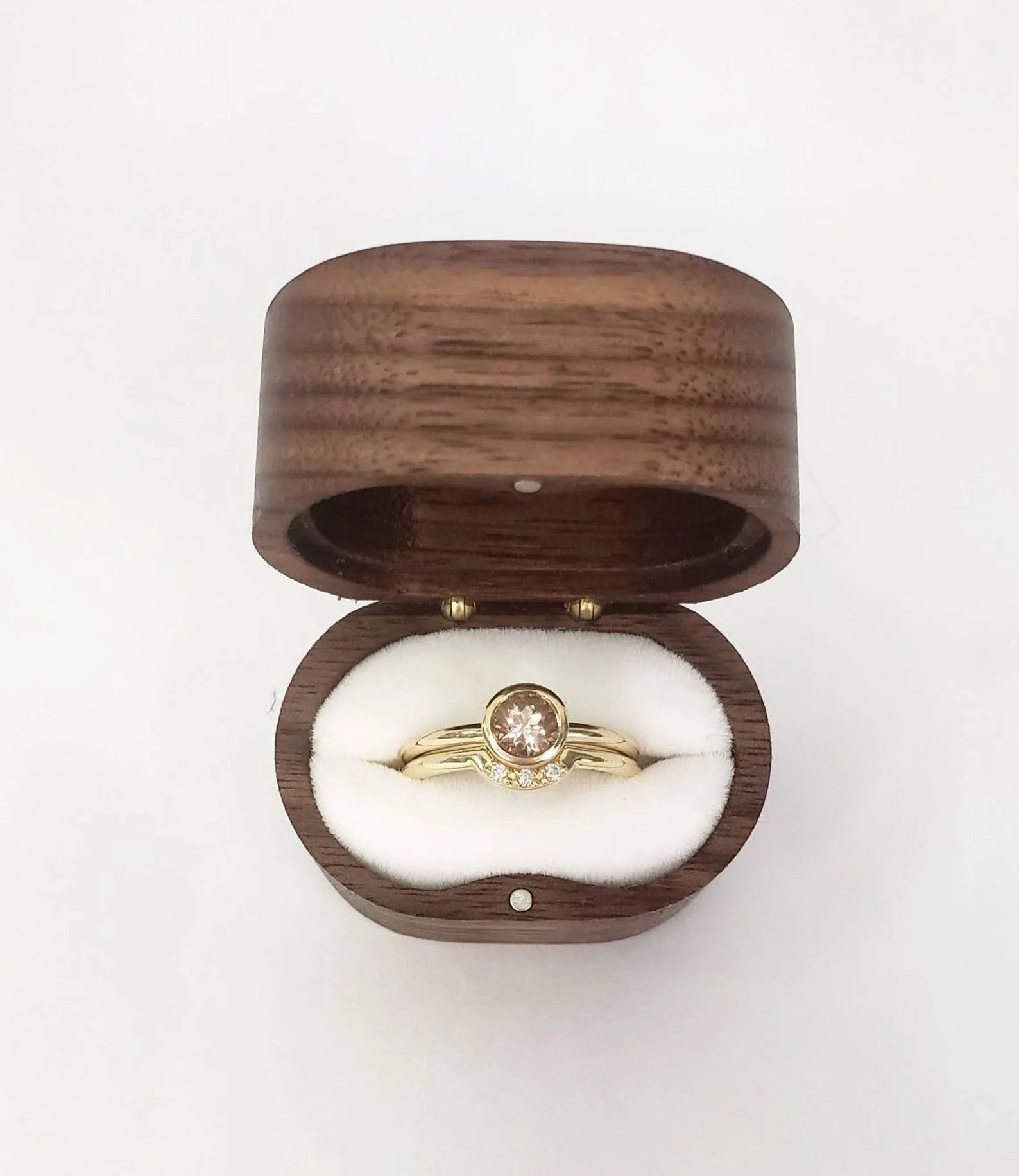 Bague de fiançailles en morganite sertie d'une pierre précieuse et d'une alliance en diamants assortie – Or massif 10 carats, 14 carats ou 18 carats, jaune, rose ou blanc