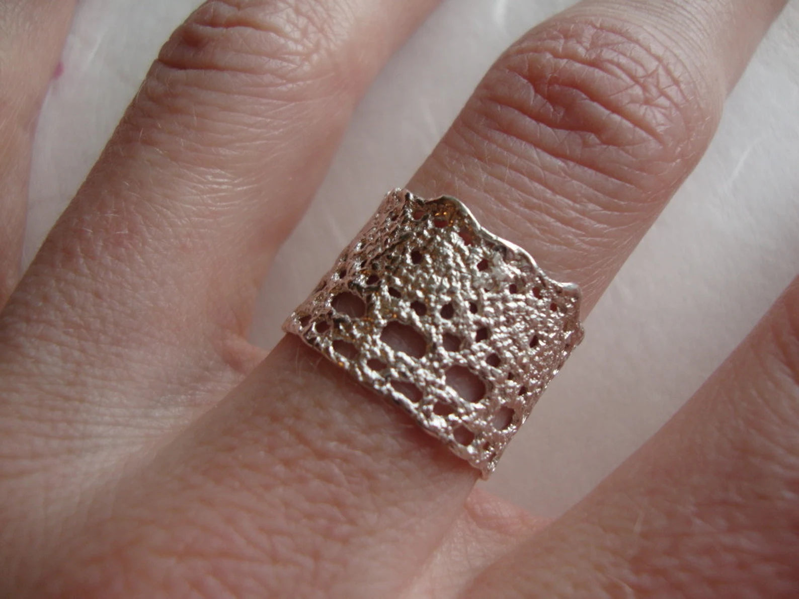 Bague en dentelle style mariage bohème – Design inspiré de Lilibet en argent sterling
