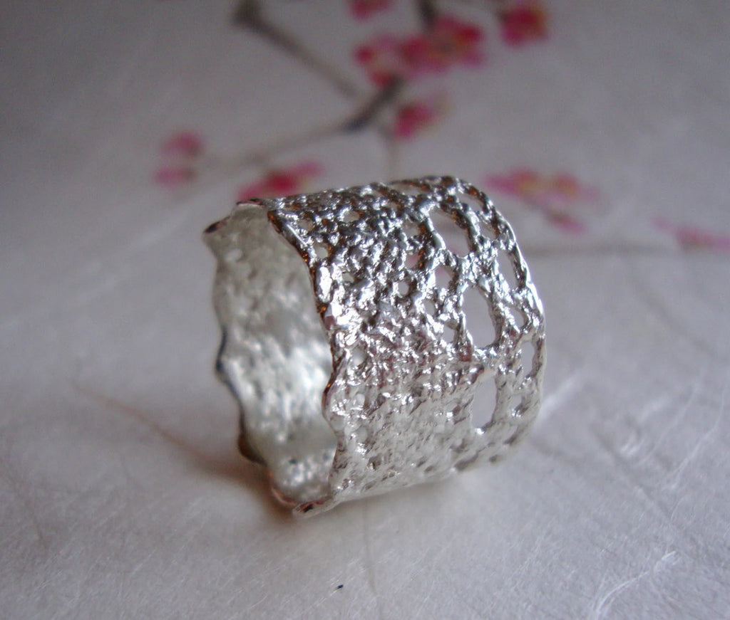 Bague en dentelle style mariage bohème – Design inspiré de Lilibet en argent sterling