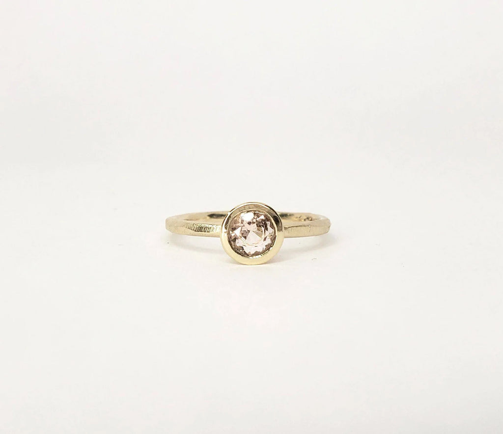 Bezel Set Morganite Ethically Sourced Engagement Ring – Solid 10k, 14k or 18k in Yellow, Rose or White Gold