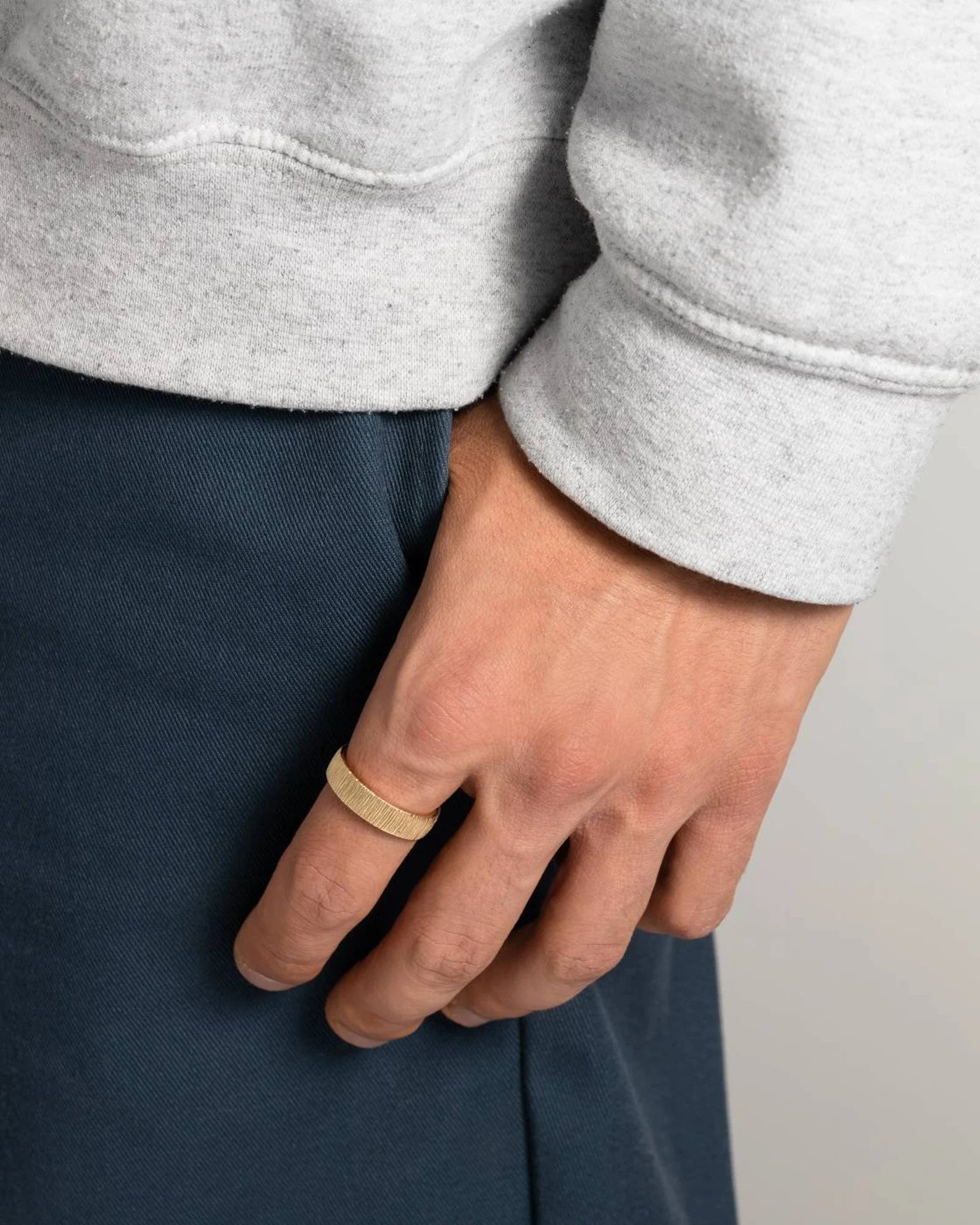 Alliance en or pour homme en bambou – Texture organique en or massif 10 carats, 14 carats ou 18 carats, jaune, rose et blanc 