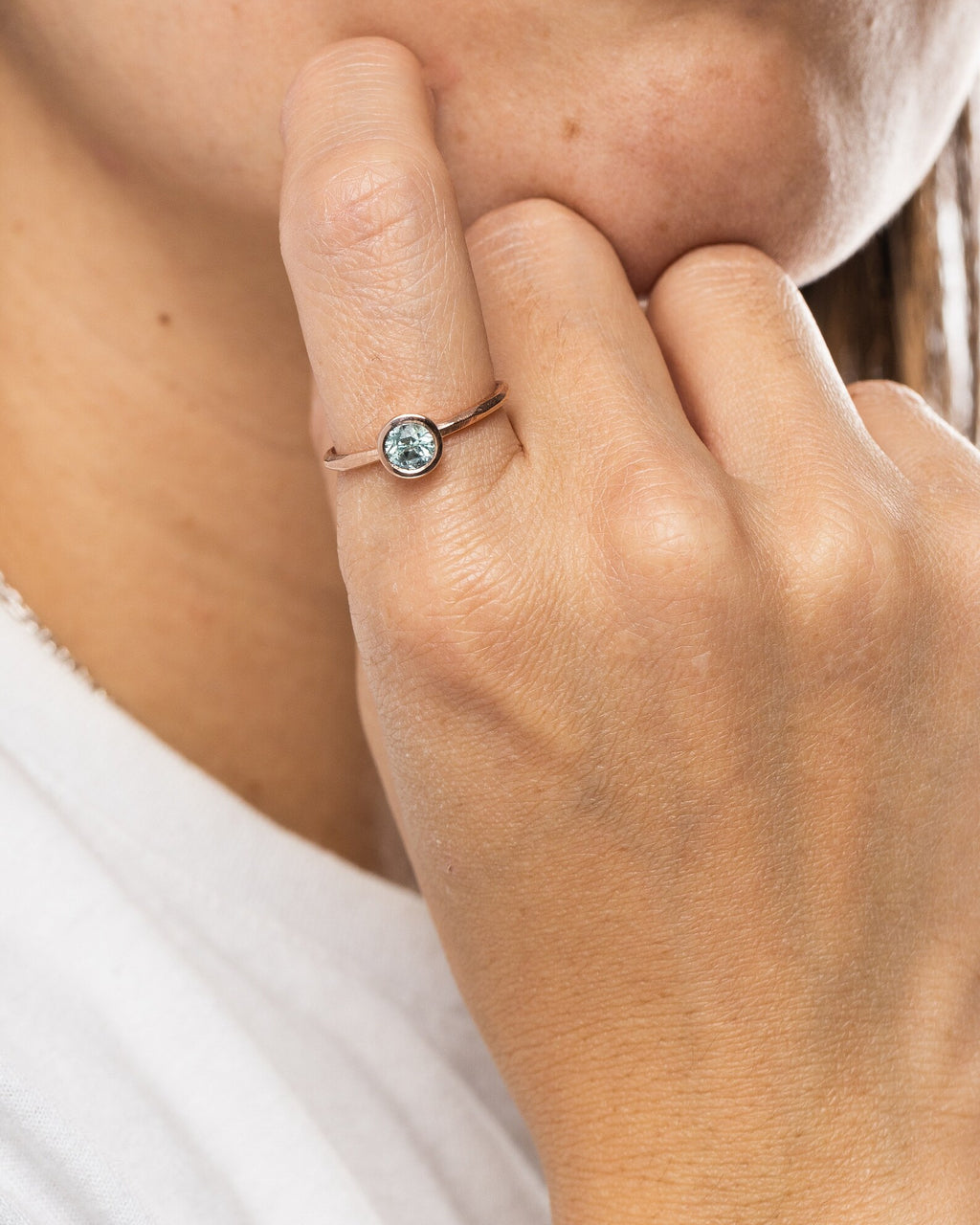 Women's Bezel Set Montana Sapphire Engagement Ring – Solid 10k, 14k or 18k in Yellow, Rose or White Gold
