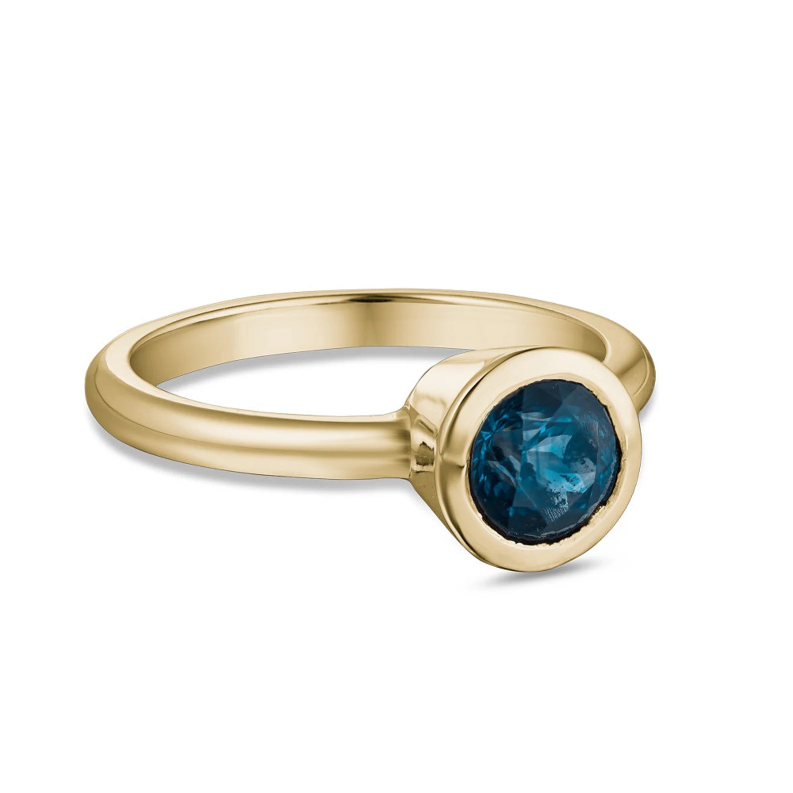 Bague de fiançailles pour femme avec saphir du Montana – Sertissage clos moderne en or massif 10 carats, 14 carats ou 18 carats, jaune, rose ou blanc