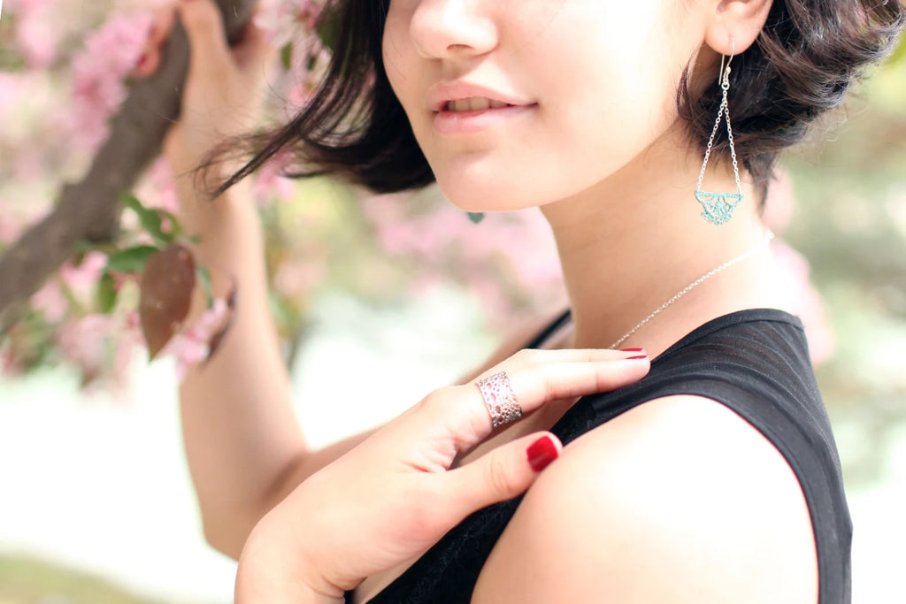 Bague en dentelle style mariage bohème – Design inspiré de Lilibet en argent sterling