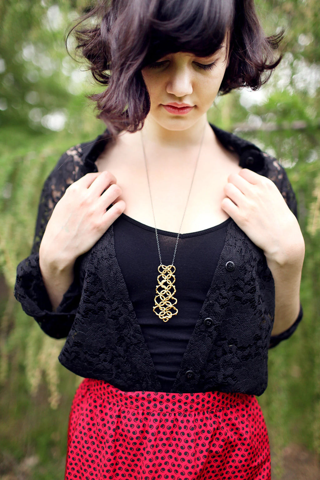 Collier long en dentelle « Collar » coulé en argent sterling