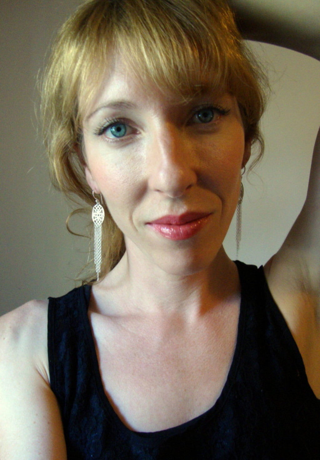 Lace Drop Earrings with Chain Fringe in Sterling Silver