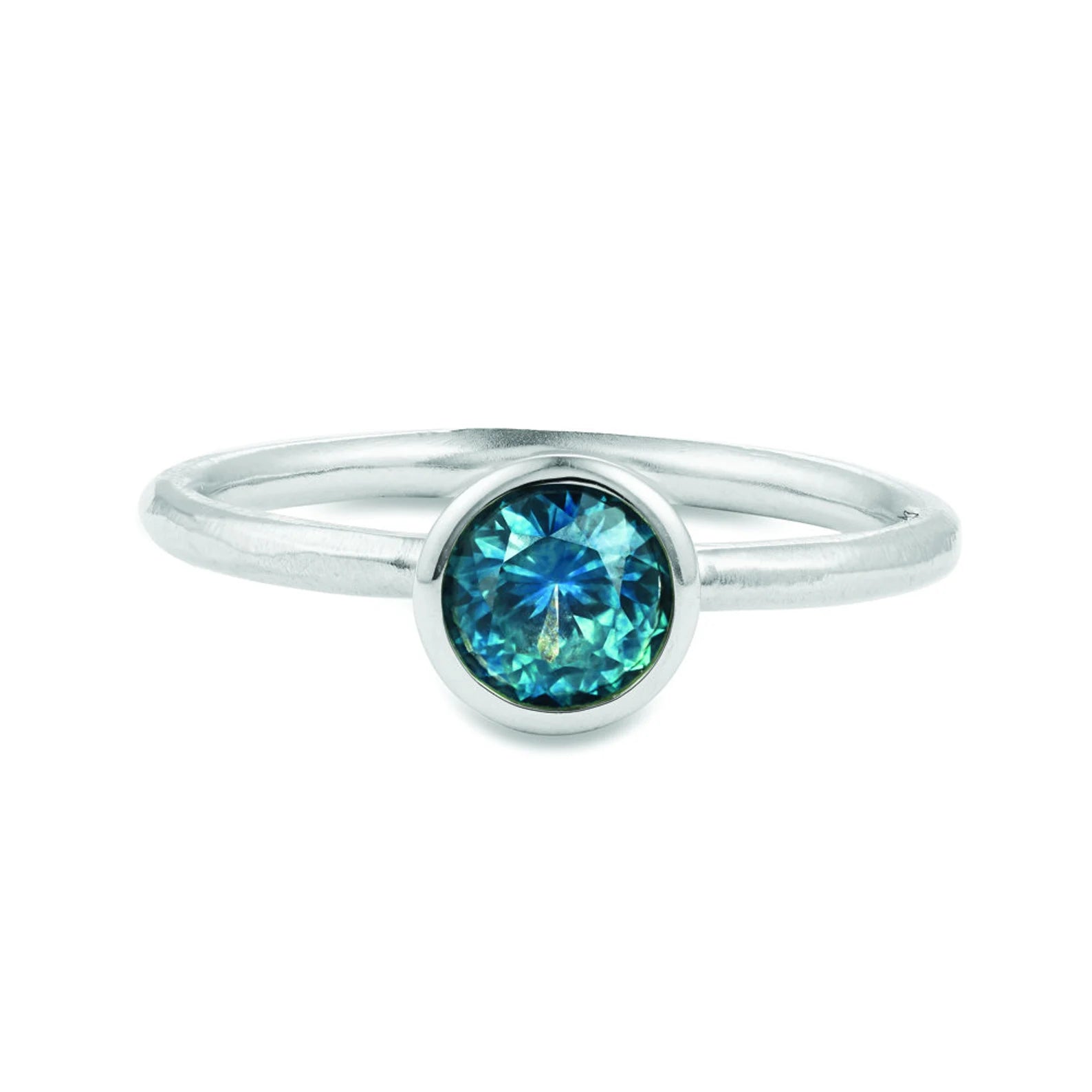 Bague de fiançailles pour femme avec saphir du Montana brut serti clos – Or massif 10 carats, 14 carats ou 18 carats, jaune, rose ou blanc