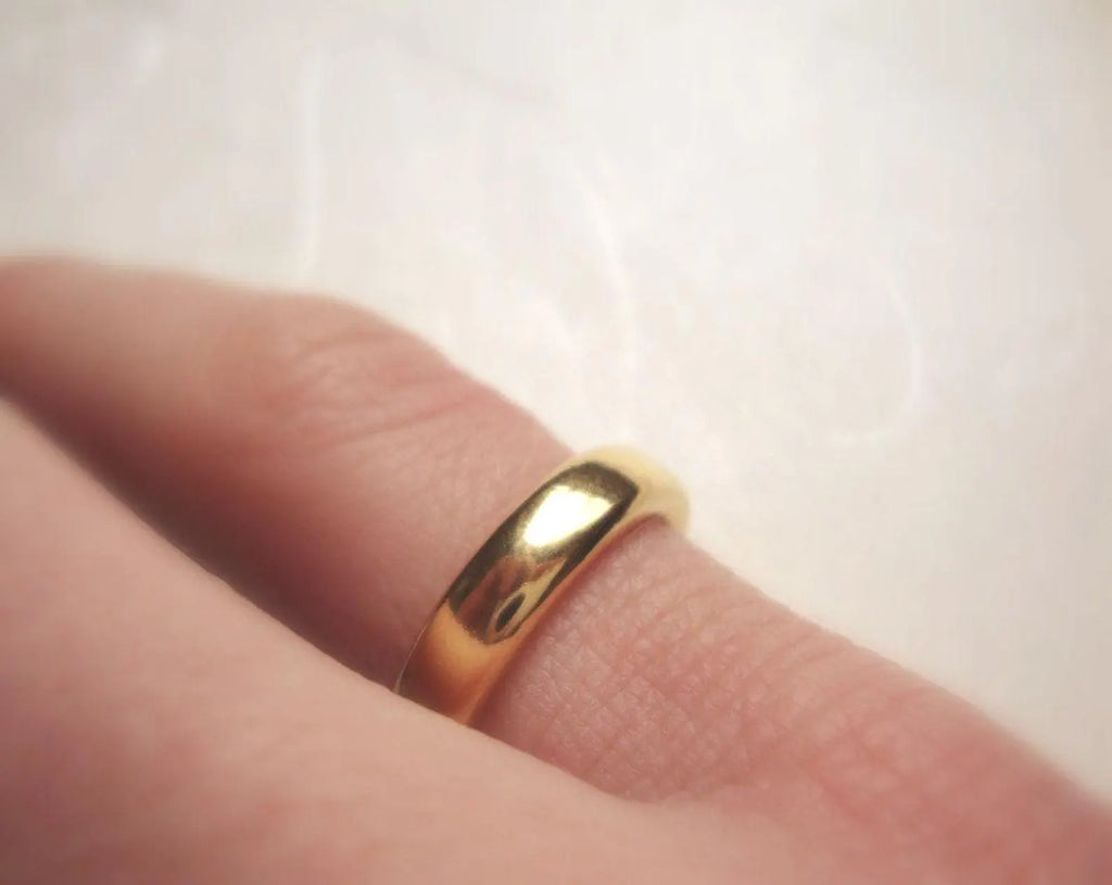 Classic Court Profile Wedding Ring – Solid 18k or 22k in Yellow, Rose or White Gold with Custom Interior Engraving