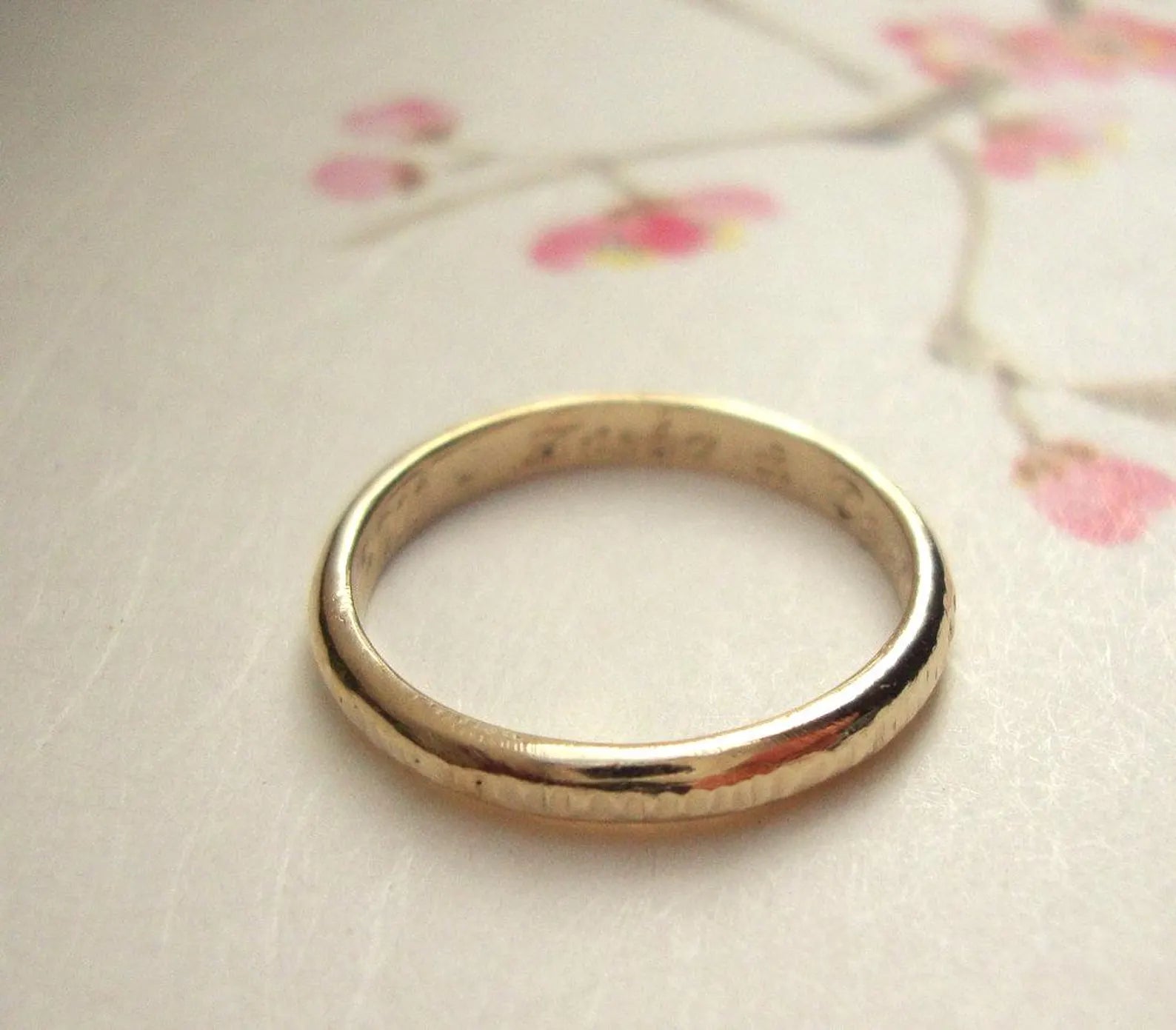 Bague en bambou en or – Bande fine en or massif 10 carats jaune, rose ou blanc