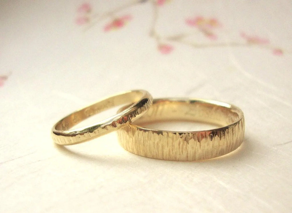 Gold Bamboo Ring – Thin Band in Solid 10k Yellow, Rose or White Gold