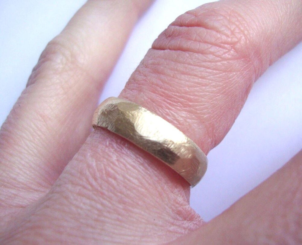 Custom-Engraved Wedding Band Set with Rough Texture – Solid 10k, 14k or 18k in Yellow, Rose and White Gold