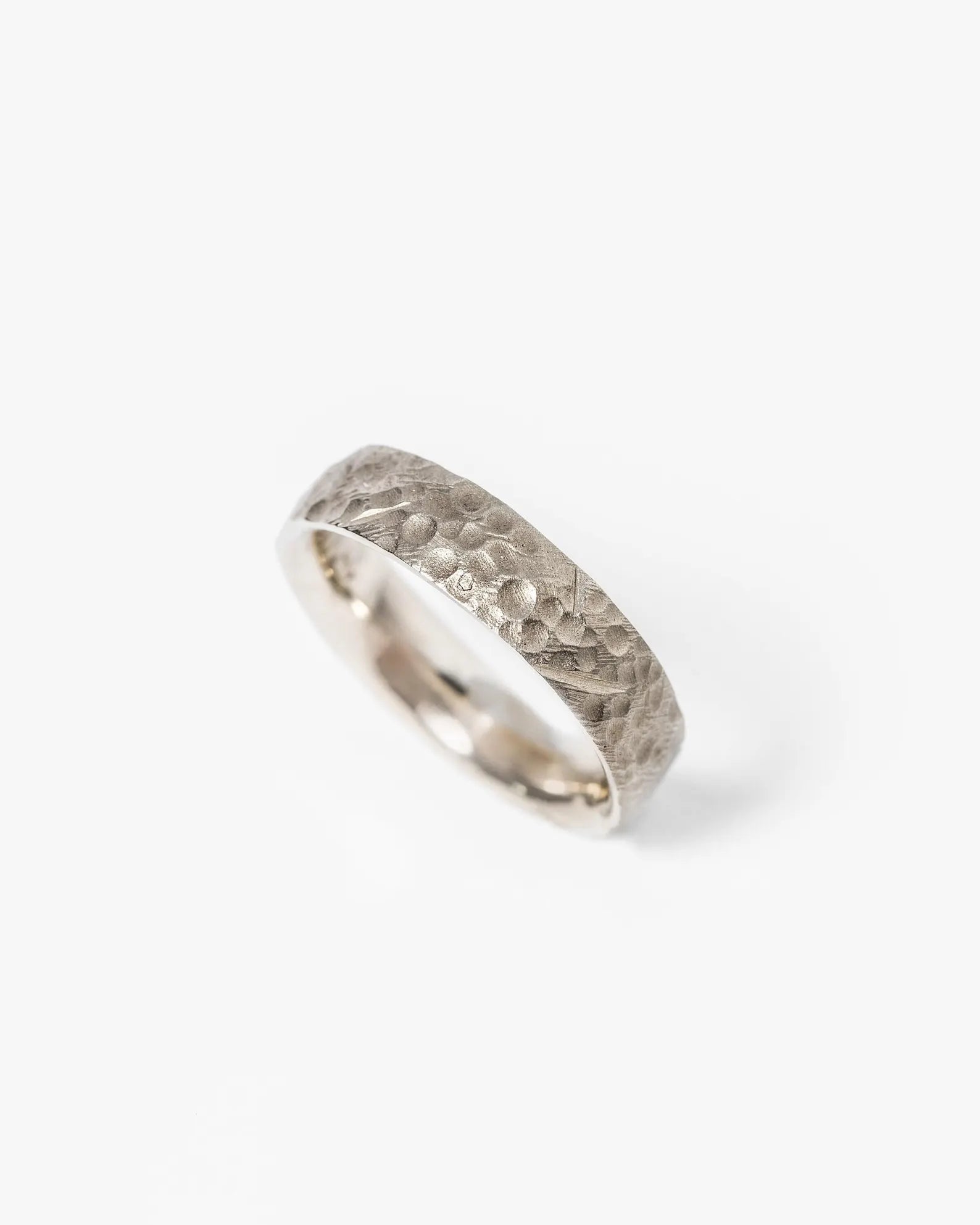 Alliance rustique en or martelé pour homme - Or massif 10 carats, 14 carats ou 18 carats, en or jaune, rose et blanc