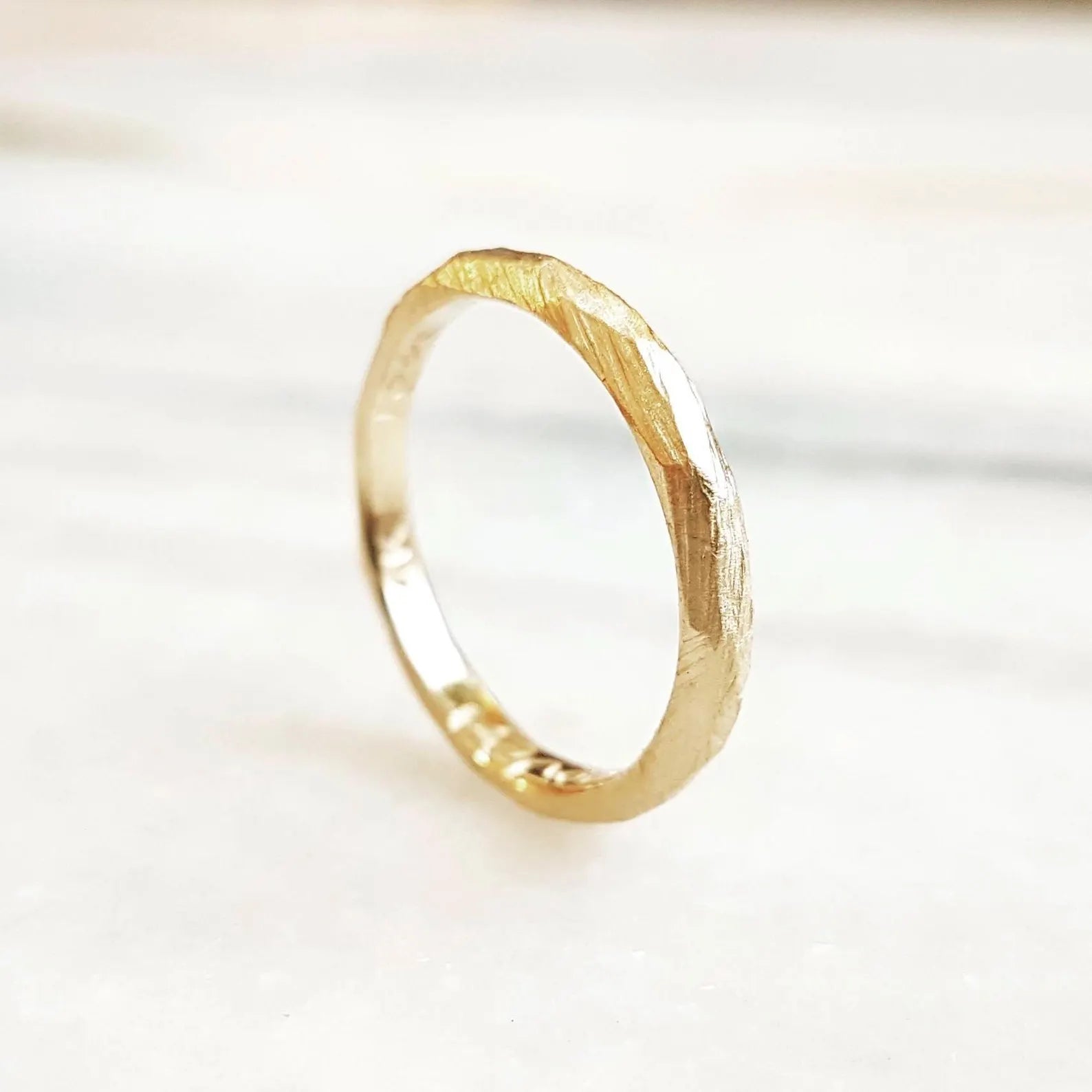 Alliance unisexe rustique – Or massif 10 carats, 14 carats ou 18 carats, jaune, rose et blanc