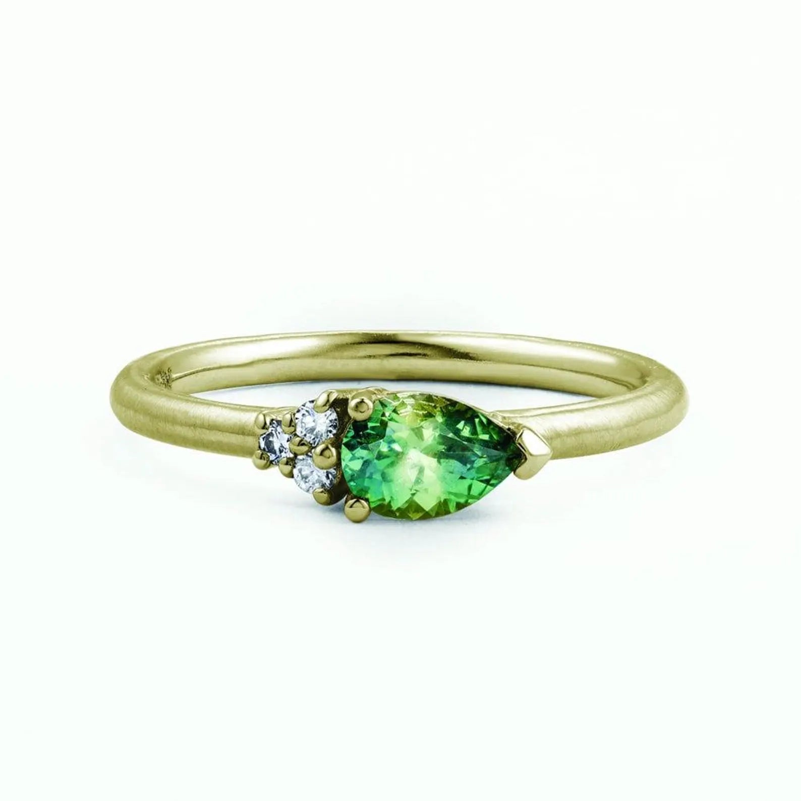 Bague en saphir du Montana taille poire avec accents de diamants – Or massif 10 carats, 14 carats ou 18 carats, jaune, rose ou blanc