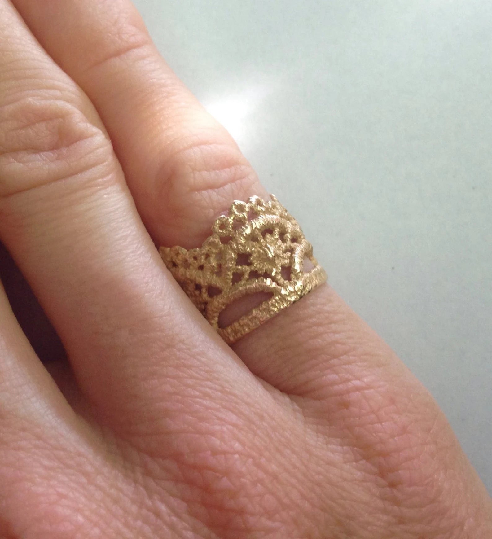 Alliance Lily Lace – Alliance d'inspiration bohème en or massif 10 carats, 14 carats ou 18 carats, jaune, rose ou blanc