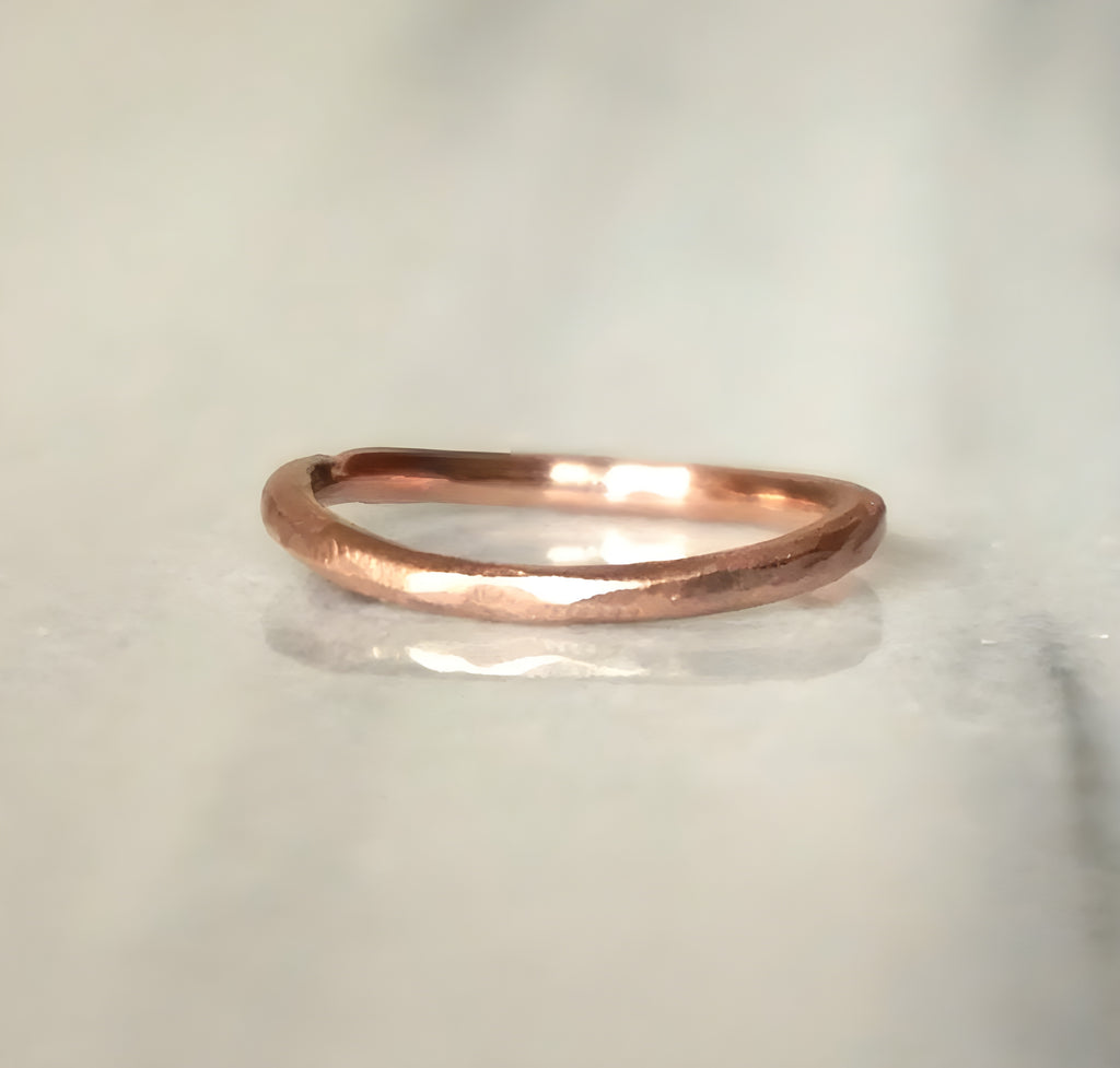 Bague à bande brute en or massif 10 carats jaune, rose ou blanc – Marque du Créateur