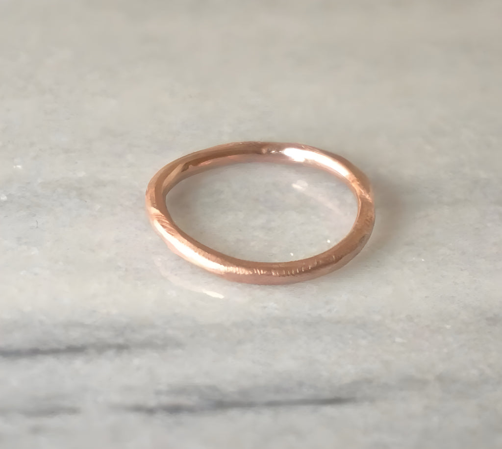Bague à bande brute en or massif 10 carats jaune, rose ou blanc – Marque du Créateur