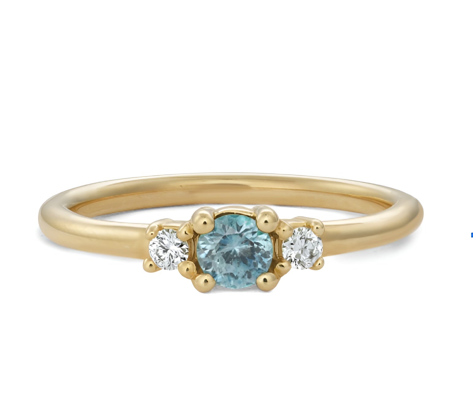 Sustainably Sourced Montana Sapphire Ring with 2mm Lab Diamond - Solid 10k, 14k or 18k in Yellow, Rose or White Gold