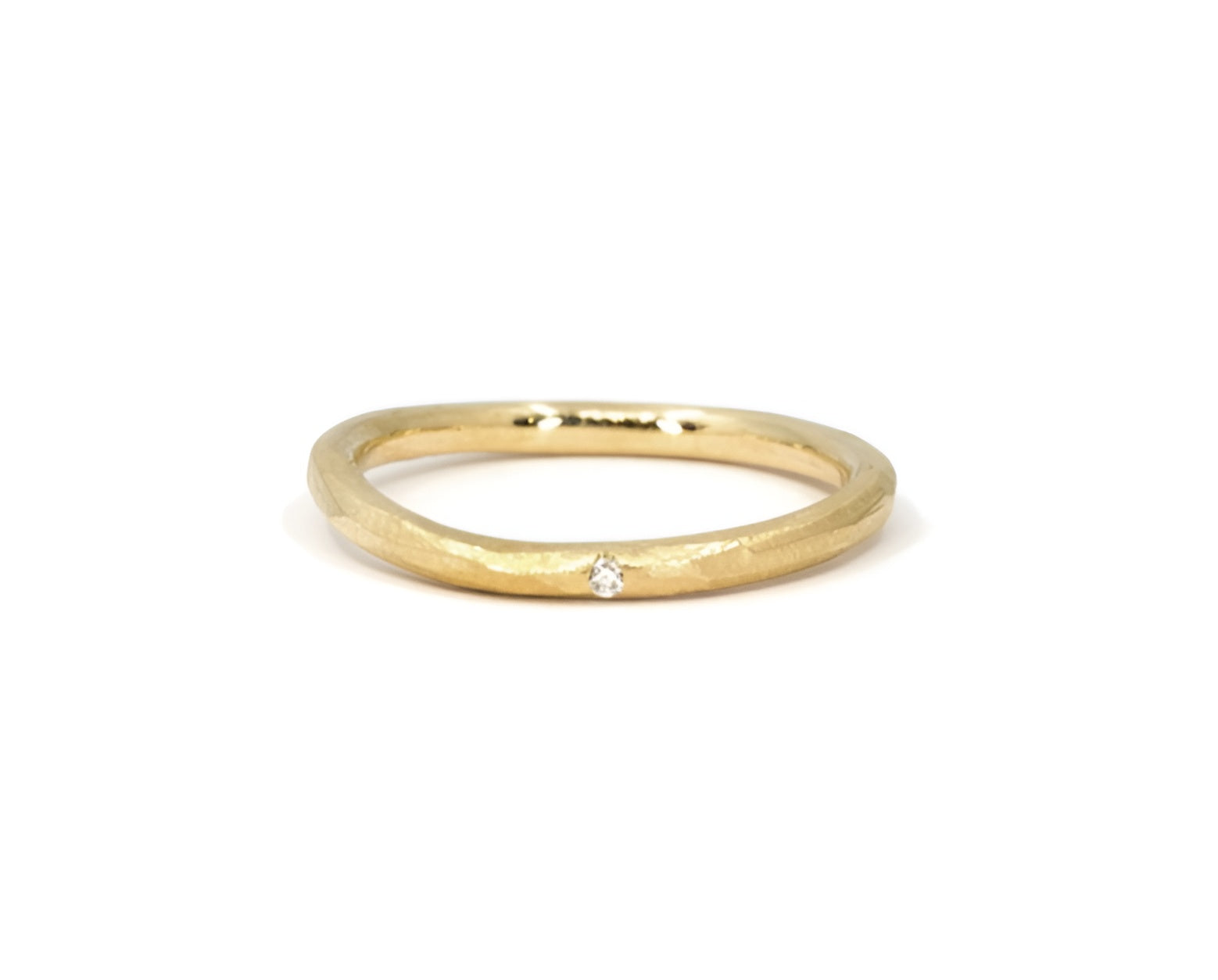 Rough Textured Gold Handmade Band with 1.5mm Diamond - 10k, 14k or 18k in Yellow, Rose or White Gold