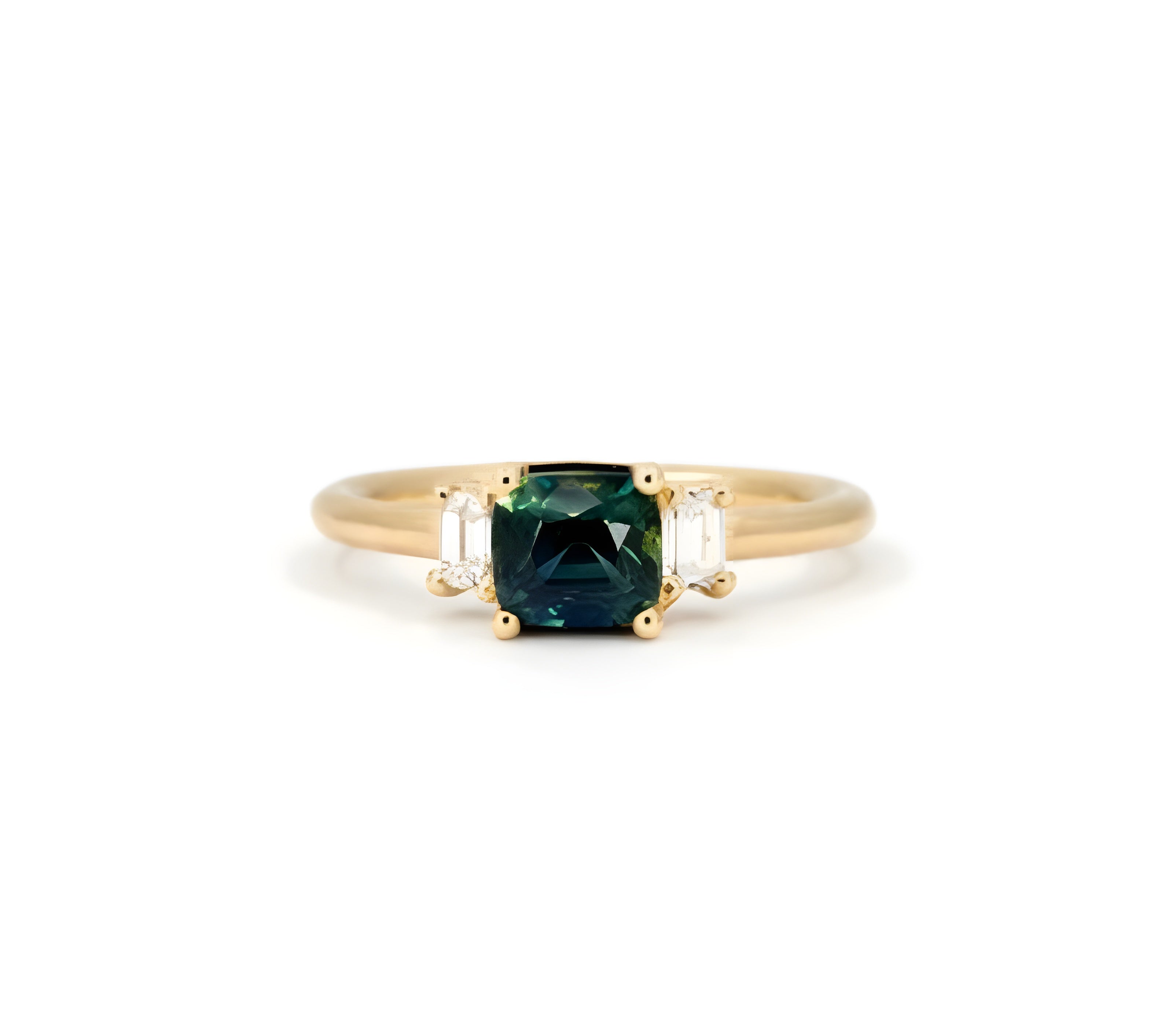 Cushion Sapphire Ring with Sustainably Sourced Gemstone – 14k Yellow, Rose or White Gold