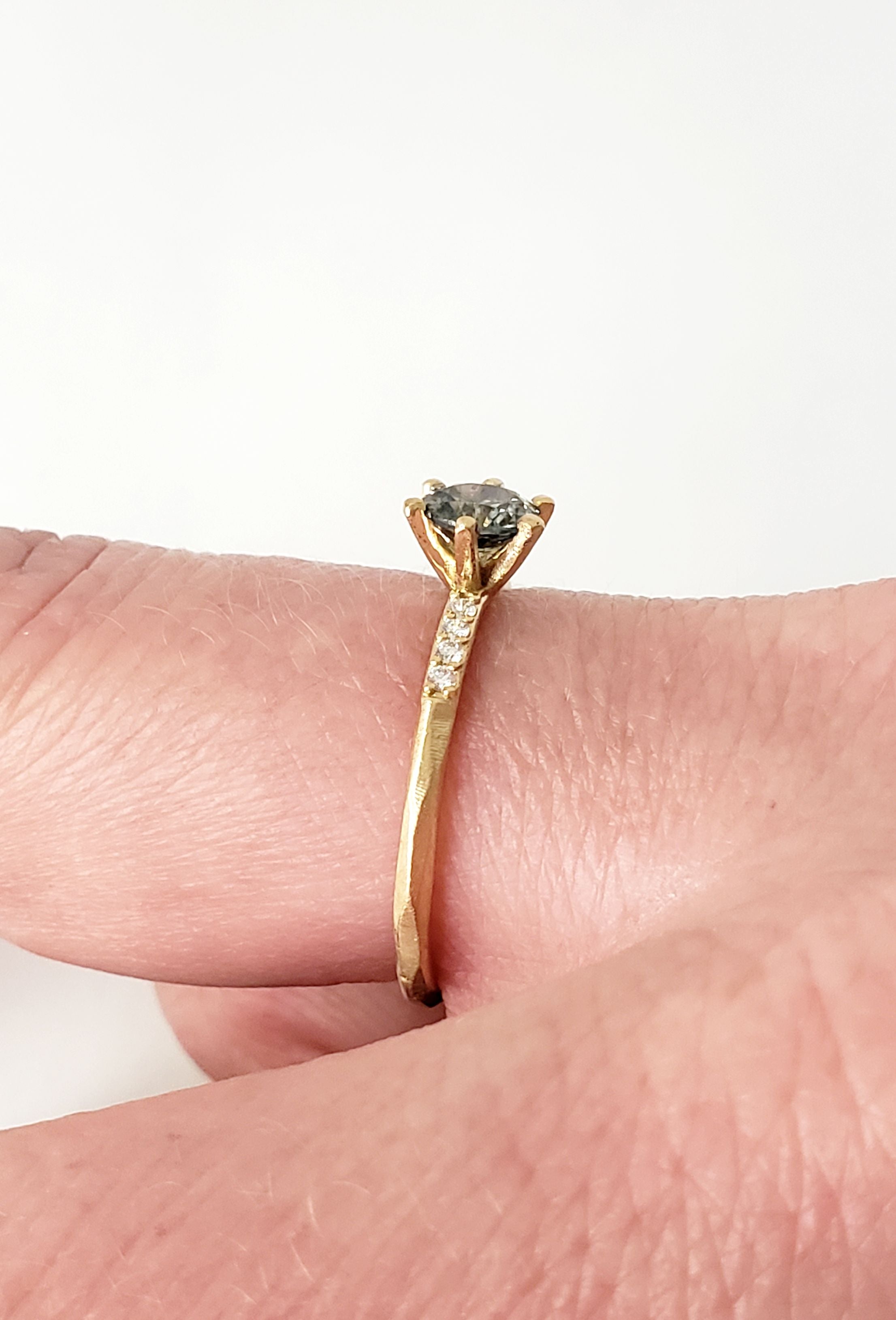 Montana Sapphire with Canadian Diamonds Gold Ring