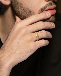 Men's Gold Bamboo wedding ring- 10k 14k 18k solid yellow gold band ring with bamboo inspired texture
