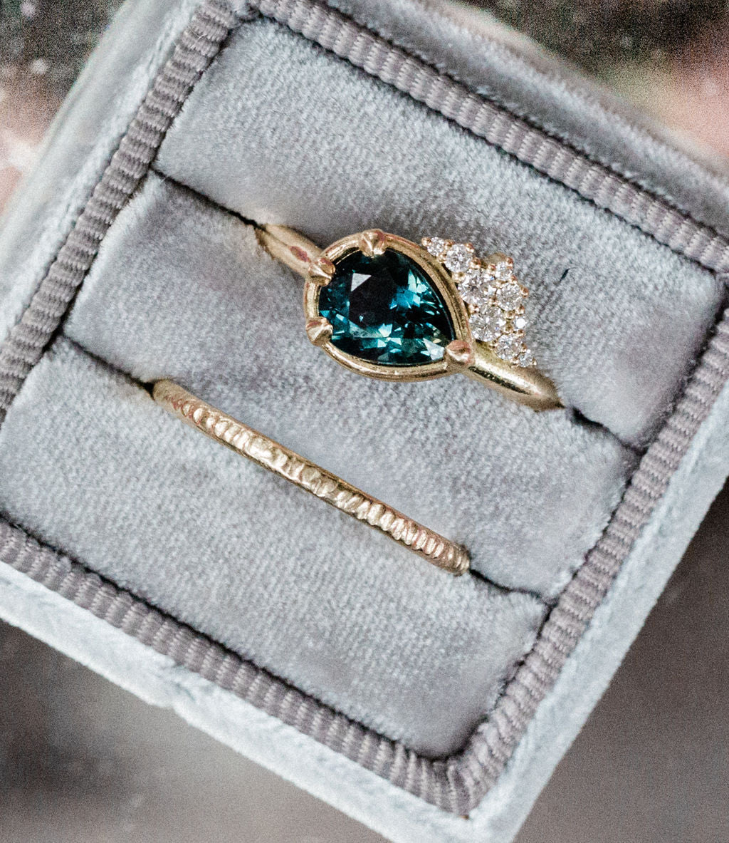 Pear Cut Turquoise with Canadian Diamonds Engagement Ring