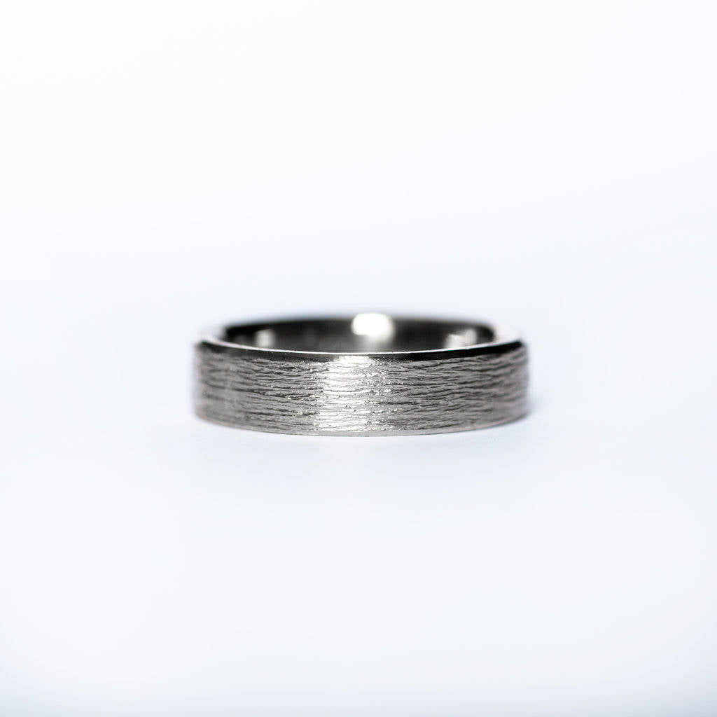 Mens brushed wedding band- 14k palladium white gold band ring-6mm
