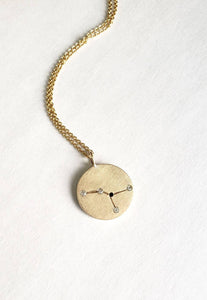 Constellation necklace in solid gold with diamond accents