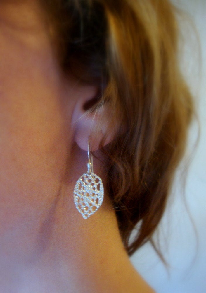 Lace drop earrings in sterling silver