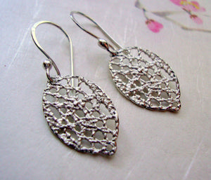 Lace drop earrings in sterling silver