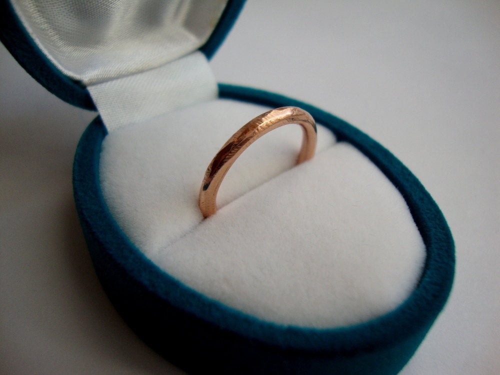 simple rough band in solid 18k rose gold- mark of the maker- wedding ring