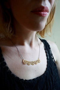 Leaf Lace necklace in 14k gold plated brass with 14k gold filled chain